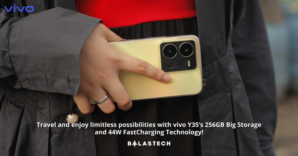 Travel and enjoy limitless possibilities with vivo Y35’s 256GB Big Storage and 44WFastCharging Technology!
