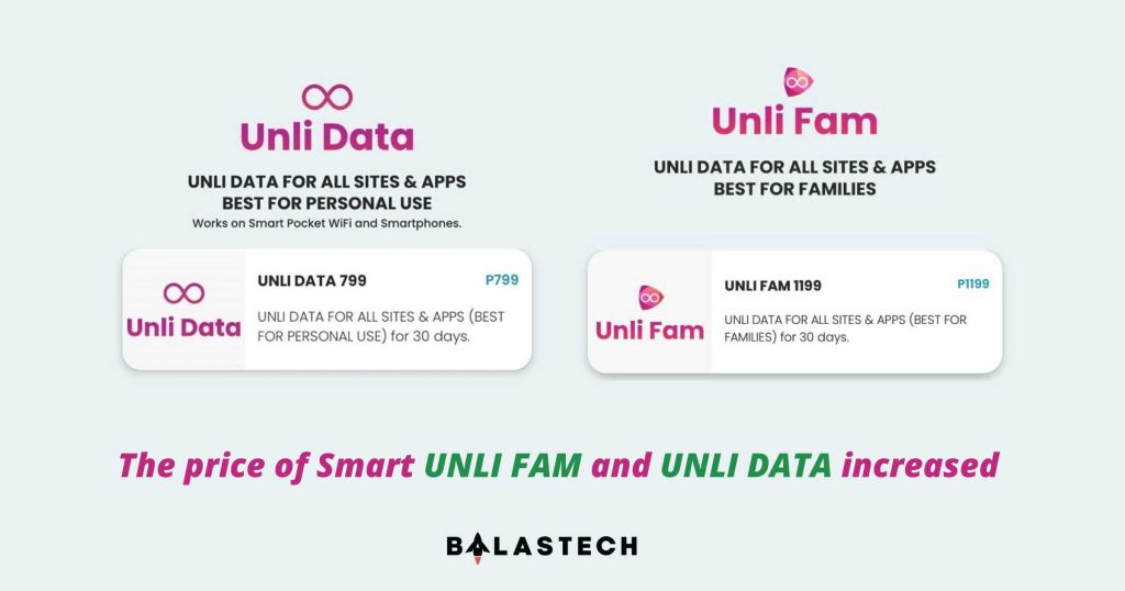 Smart UNLI FAM and UNLI DATA price hike