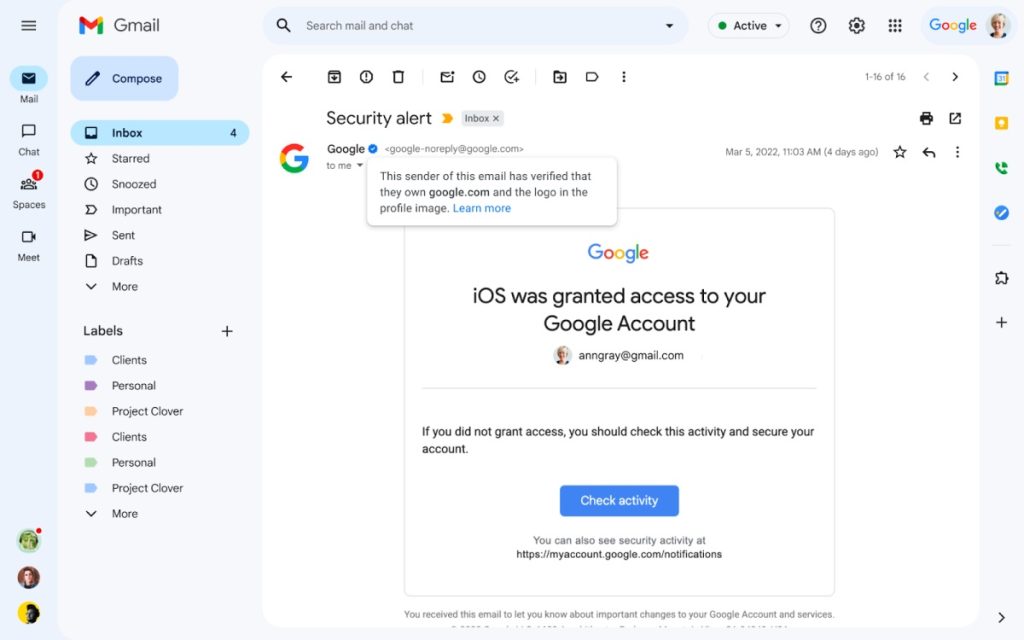 gmail blue verified checkmark