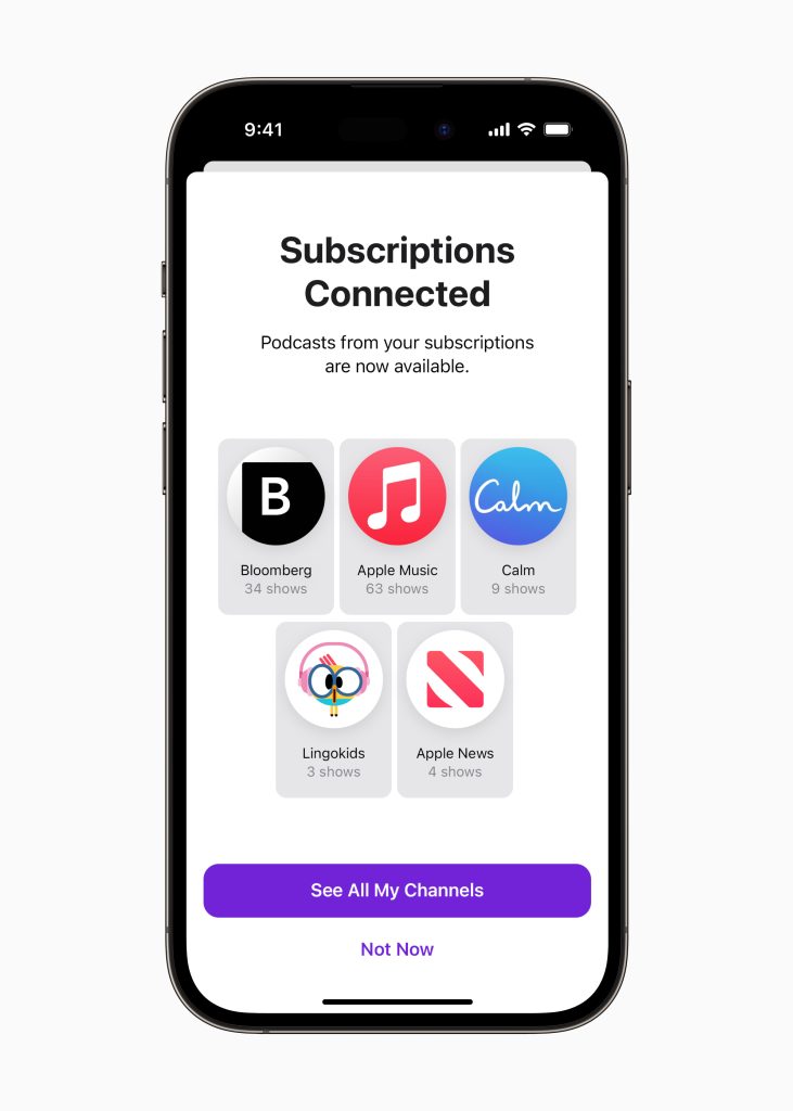 Apple Podcast now playing subscription