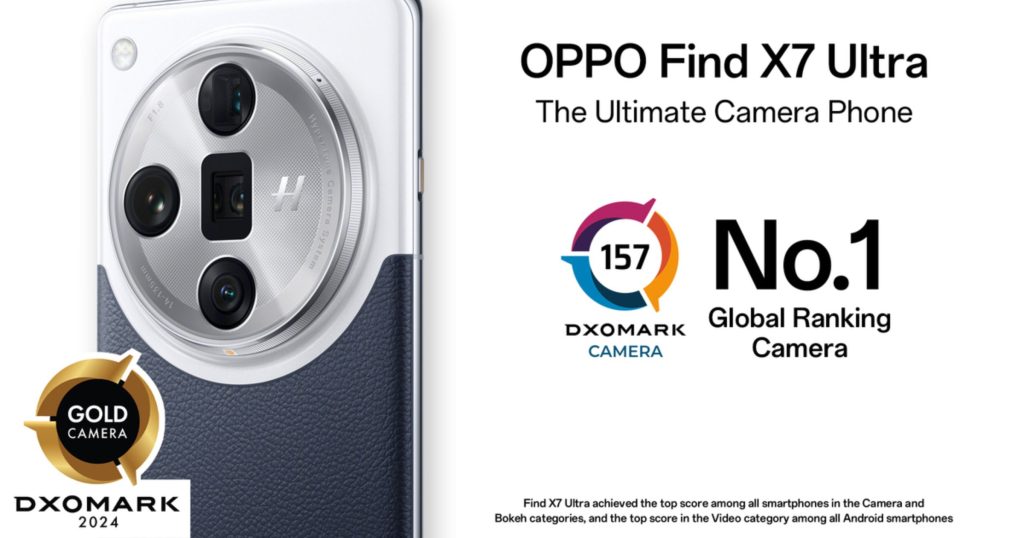 OPPO Find X7 Ultra Number One Rated Camera Phone by DXOMARK