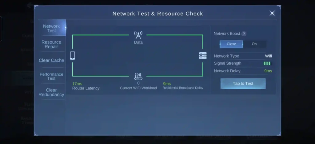 Mobile Legends Bang Bang Network Test