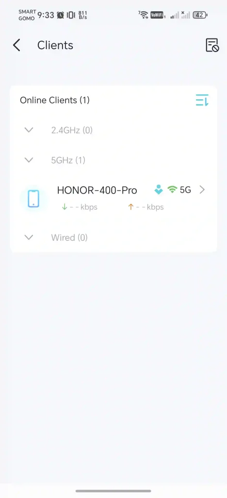 TP-Link Archer BE220 Clients Connected Devices
