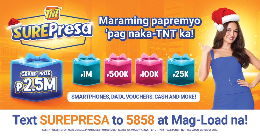 TNT Launches “Surepresa” Promo with Up to ₱2.5 Million in Prizes This Christmas Win up to P2.5M cash and more with the TNT “Surepresa” Promo