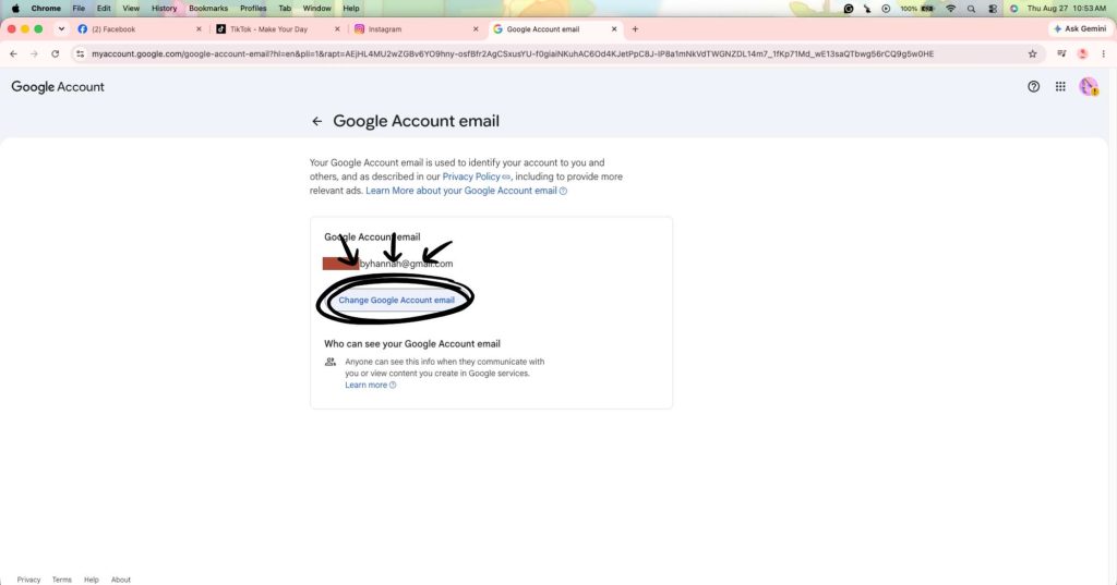 Change Gmail Address
