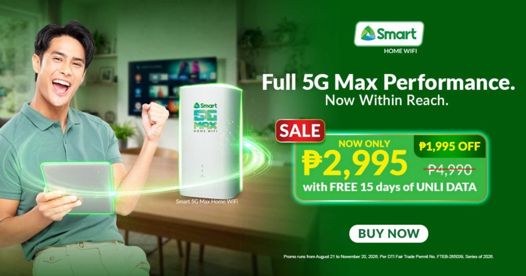 Smart 5G Max Home WiFi Gets 40% Discount, Now at P2,995