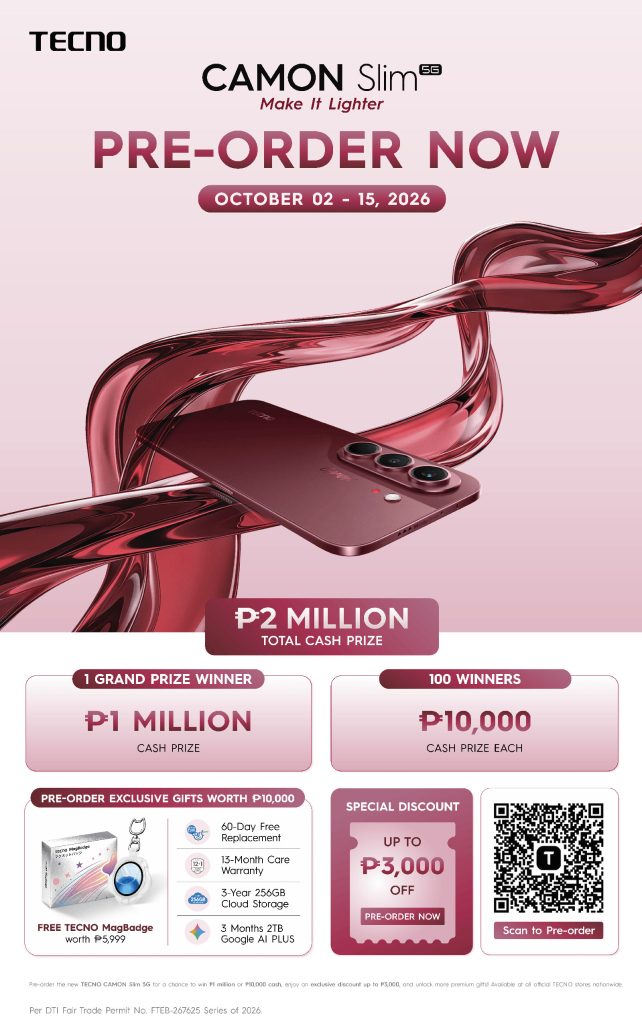 TECNO CAMON Slim 5G Opens Pre-Orders in the Philippines at ₱27,999 with FREE ₱5,999 MagBadge